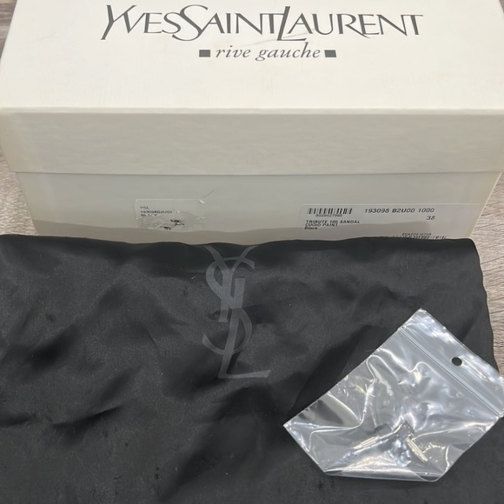 YSL Black Leather Tribute Platform Sandals Size 38 - Picture 10 of 10